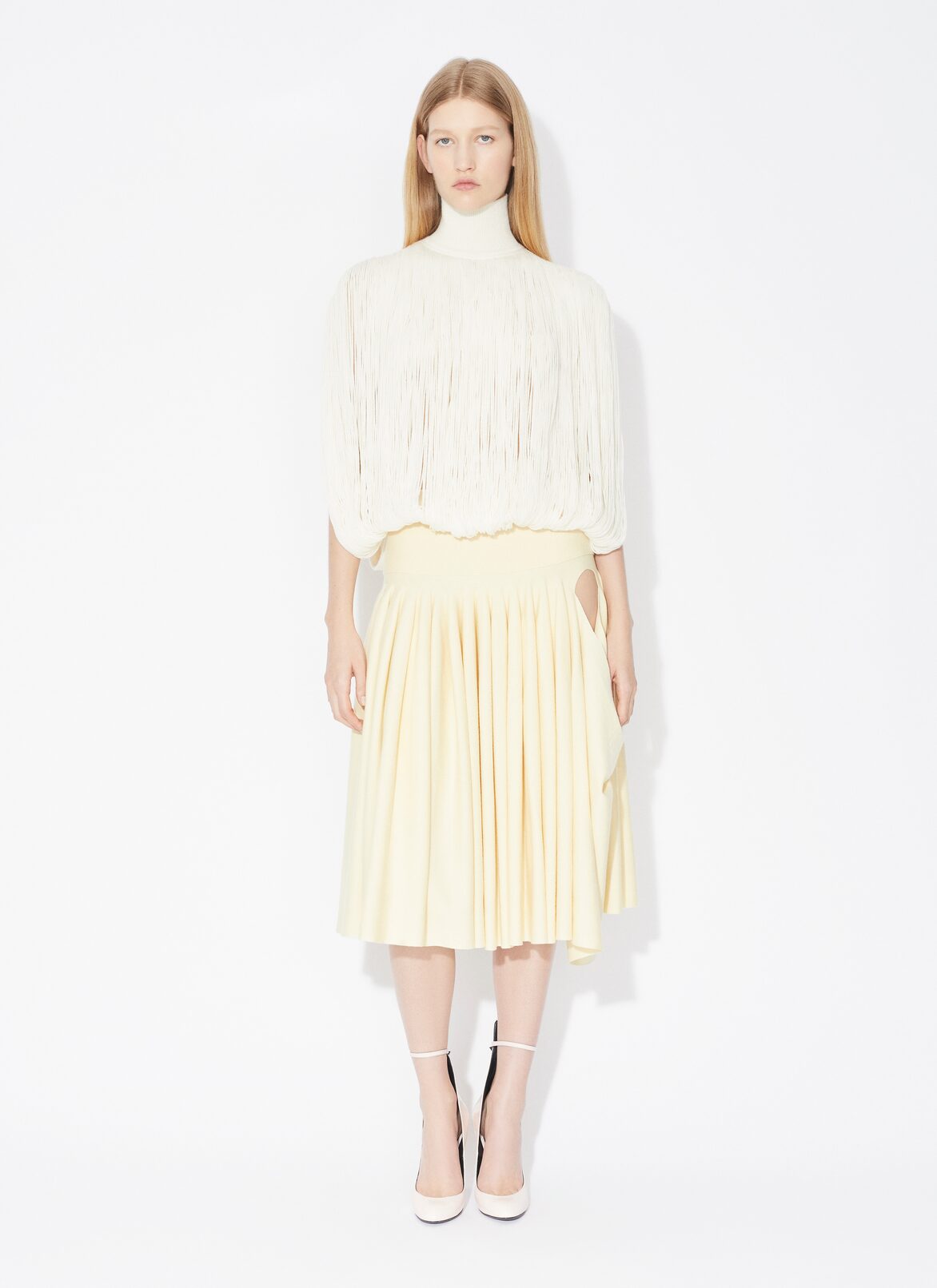 KNITTED FRINGES JUMPER ALAÏA OFF-WHITE KNITTED FRINGES JUMPER